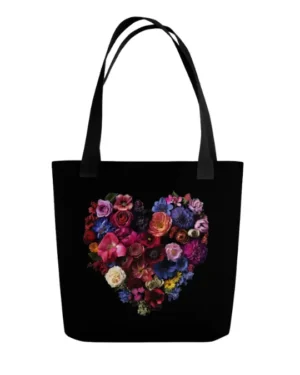 black heartblooming tote bag