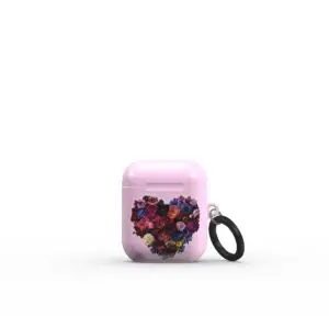 Pink Apple Airpods case with HeartBlooming heart back view